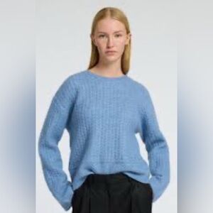 Sundance Chunky Knit Wool Blend Fisherman Oversized Blue Sweater Size Large